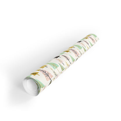 Wrapping Paper Roll - Christmas Trees with Gold Design