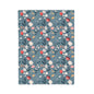 Velveteen Plush Blanket - Blue Floral Print