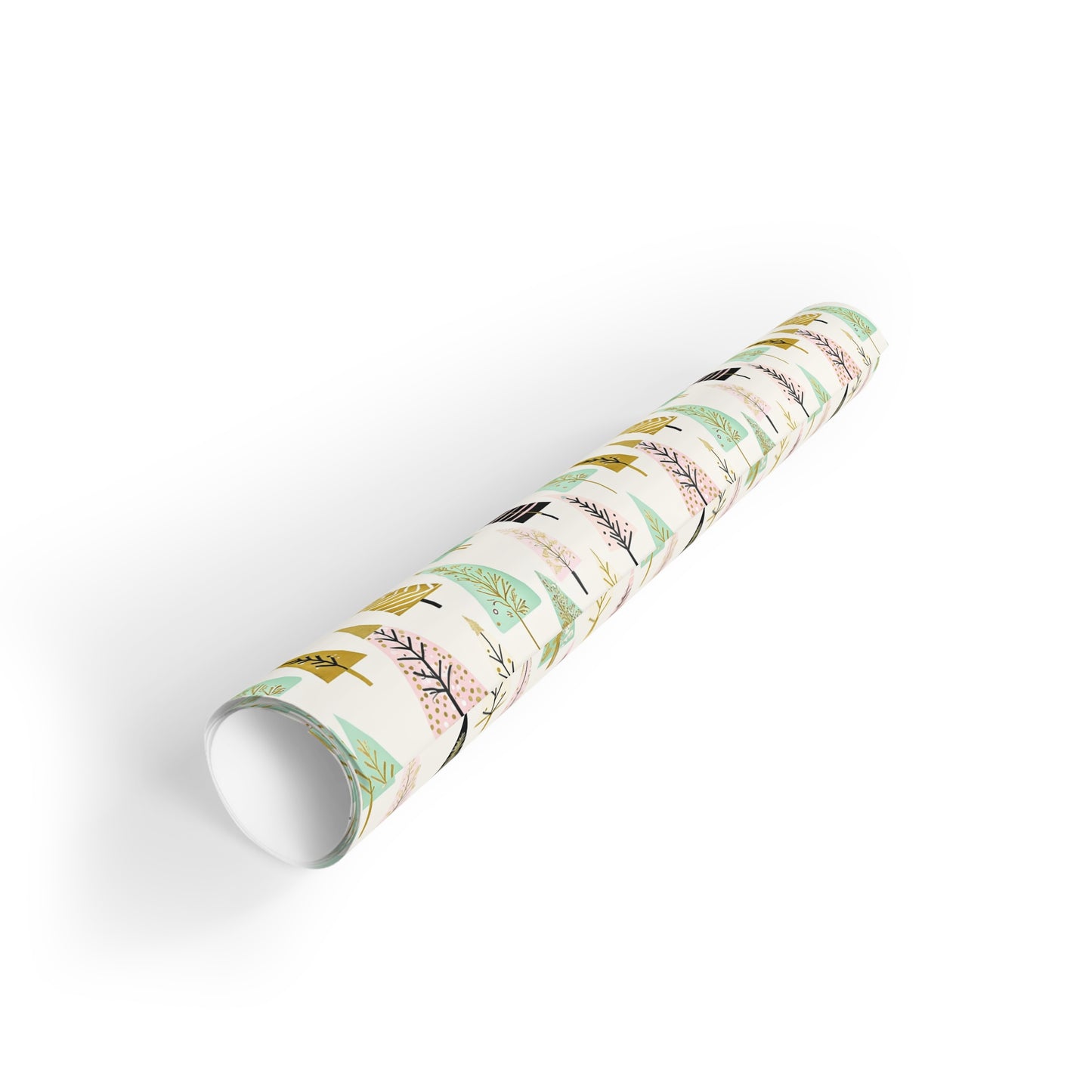 Wrapping Paper Roll - Christmas Trees with Gold Design