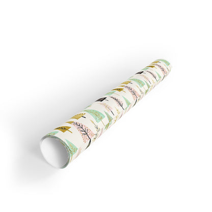 Wrapping Paper Roll - Christmas Trees with Gold Design