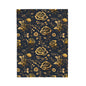 Velveteen Plush Blanket - Gold Roses and Navy Blue Design