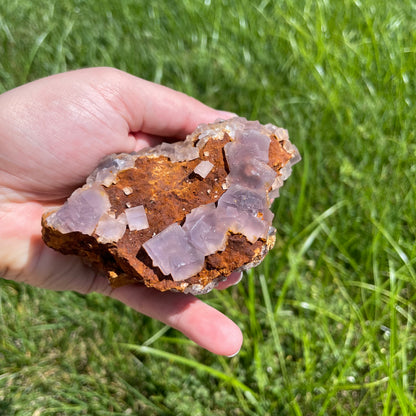 Blue Fluorite Crystals on Matrix